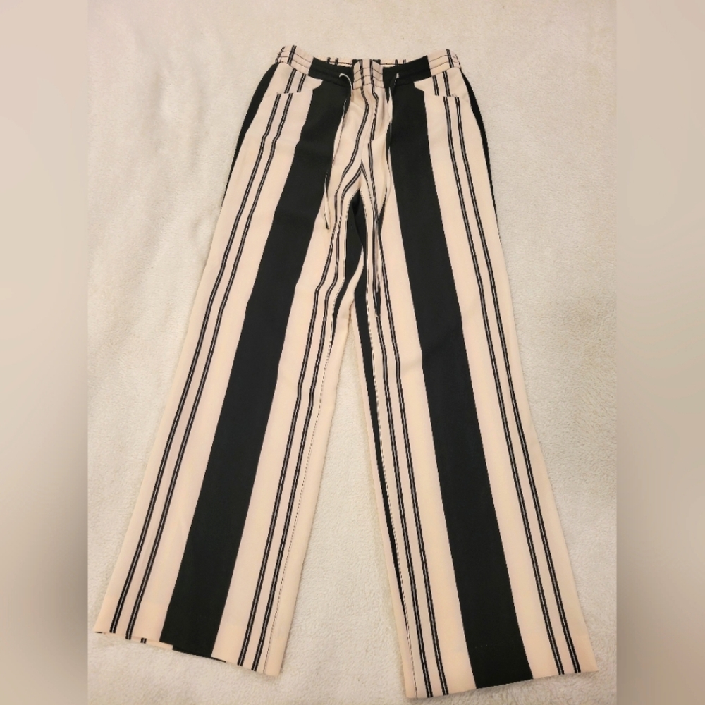 Striped Black and Cream Women's Pants